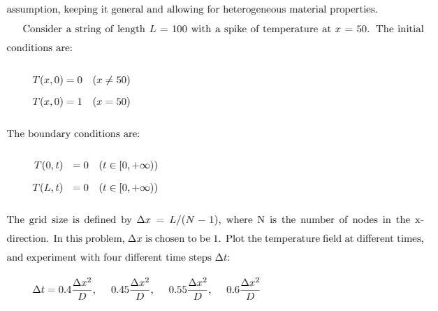 Write a MATLAB code that solves the 1-D Heat Equation | Chegg.com
