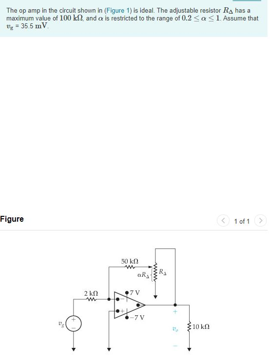 Solved The op amp in the circuit shown in (Figure 1) is | Chegg.com