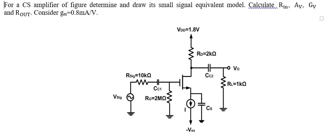 Solved For a CS amplifier of figure determine and draw its | Chegg.com