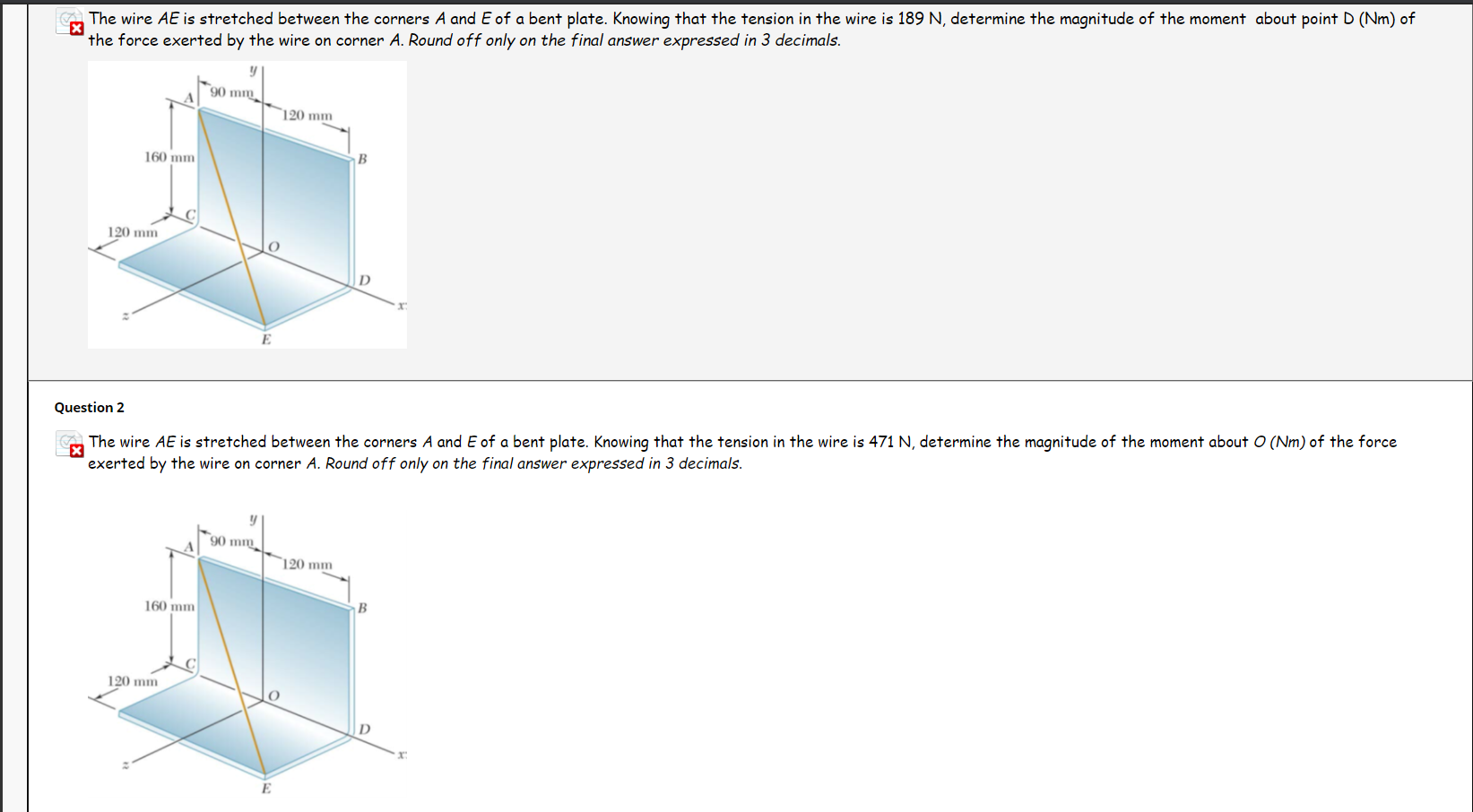 Solved The Wire Ae Is Stretched Between The Corners A And Chegg Com