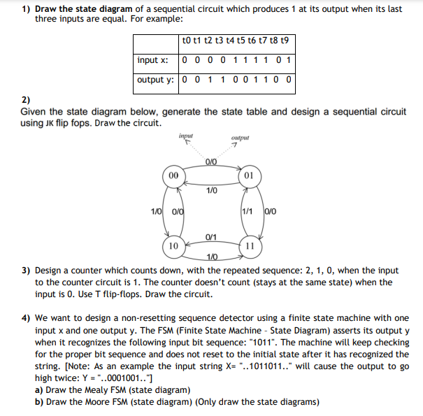 Solved 1) Draw the state diagram of a sequential circuit | Chegg.com