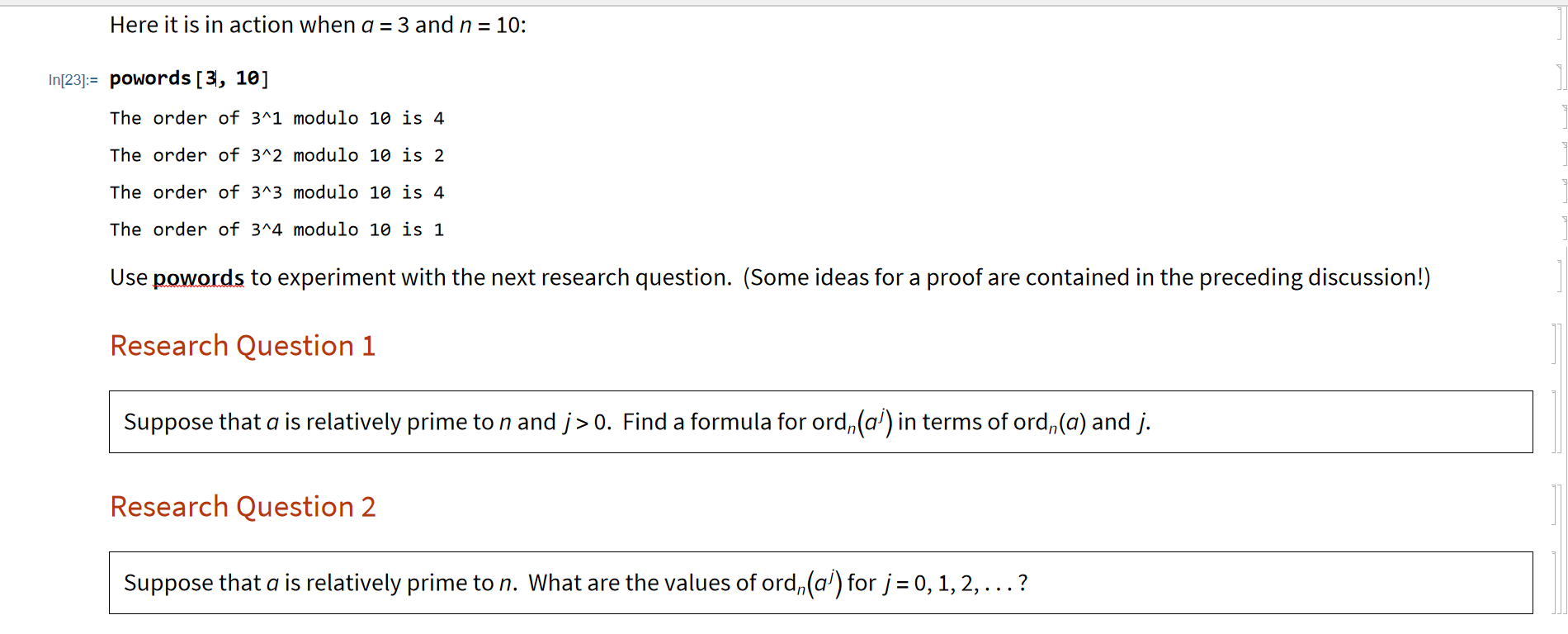 Solved Here it is in action when a=3 and n=10 : [23]:= | Chegg.com