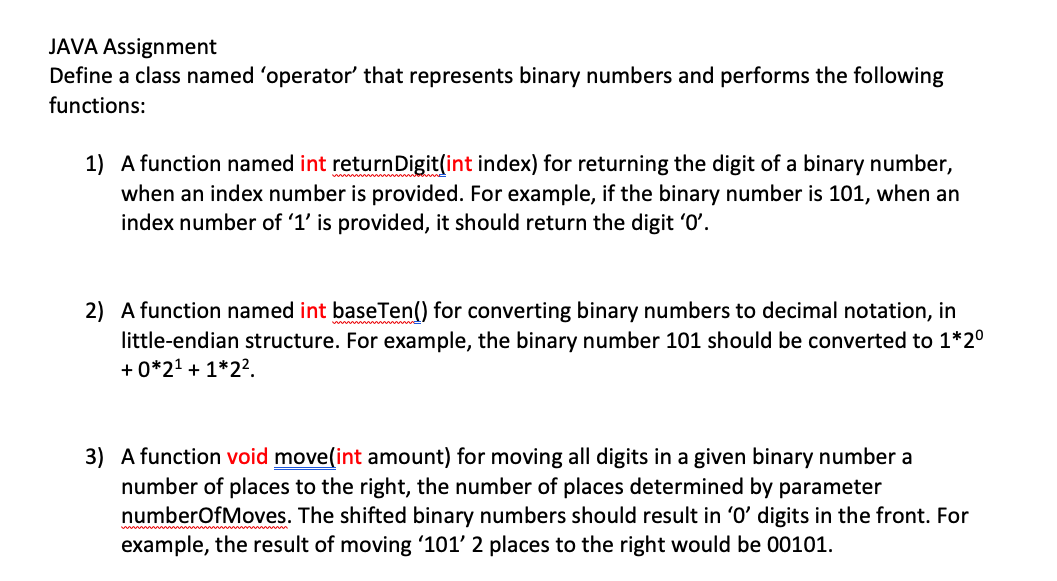 Solved JAVA Assignment Define a class named 'operator that | Chegg.com