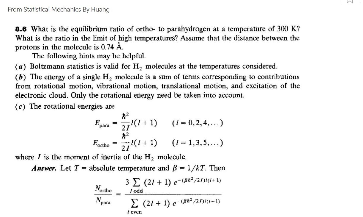 Solved From Statistical Mechanics By Huang 8.6 What is the | Chegg.com