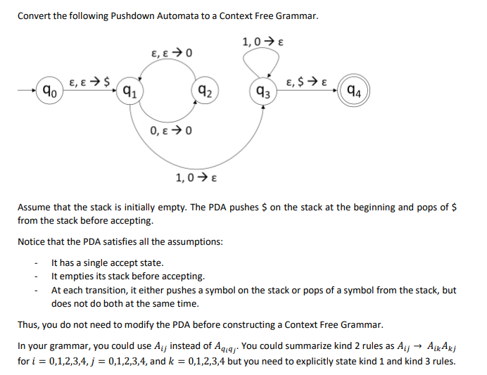 Convert The Following Pushdown Automata To A Context | Chegg.com