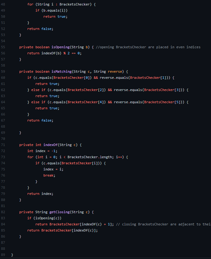 Solved This JAVA program must check whether the brackets