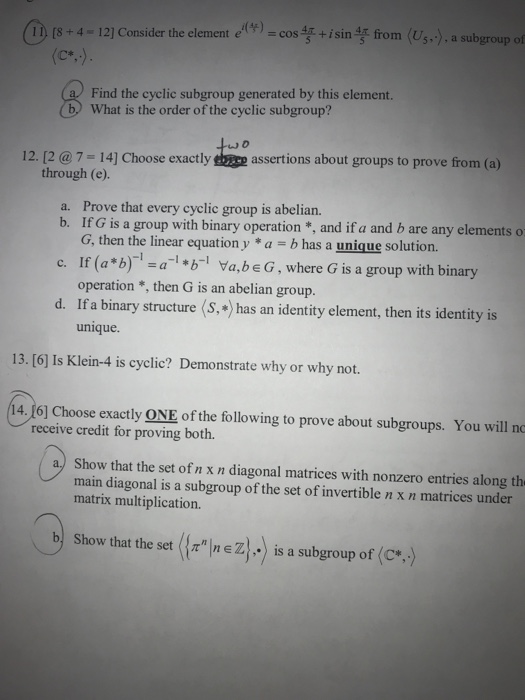 Solved I need help with this abstract algebra practice test. | Chegg.com