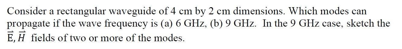 Solved Consider a rectangular waveguide of 4 cm by 2 cm | Chegg.com