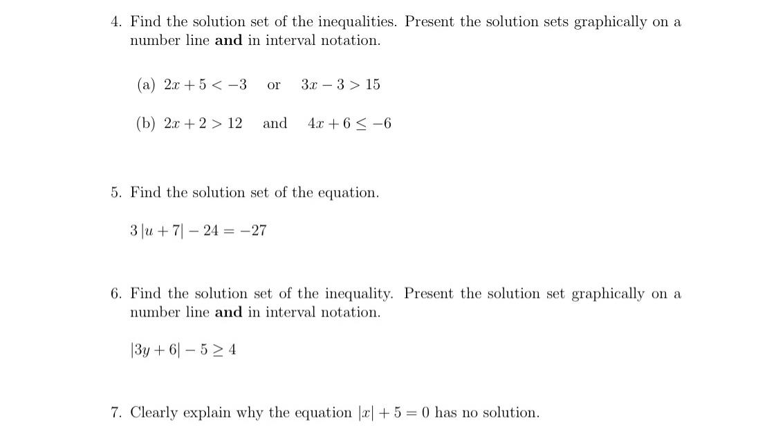 Solved 4. Find the solution set of the inequalities. Present | Chegg.com