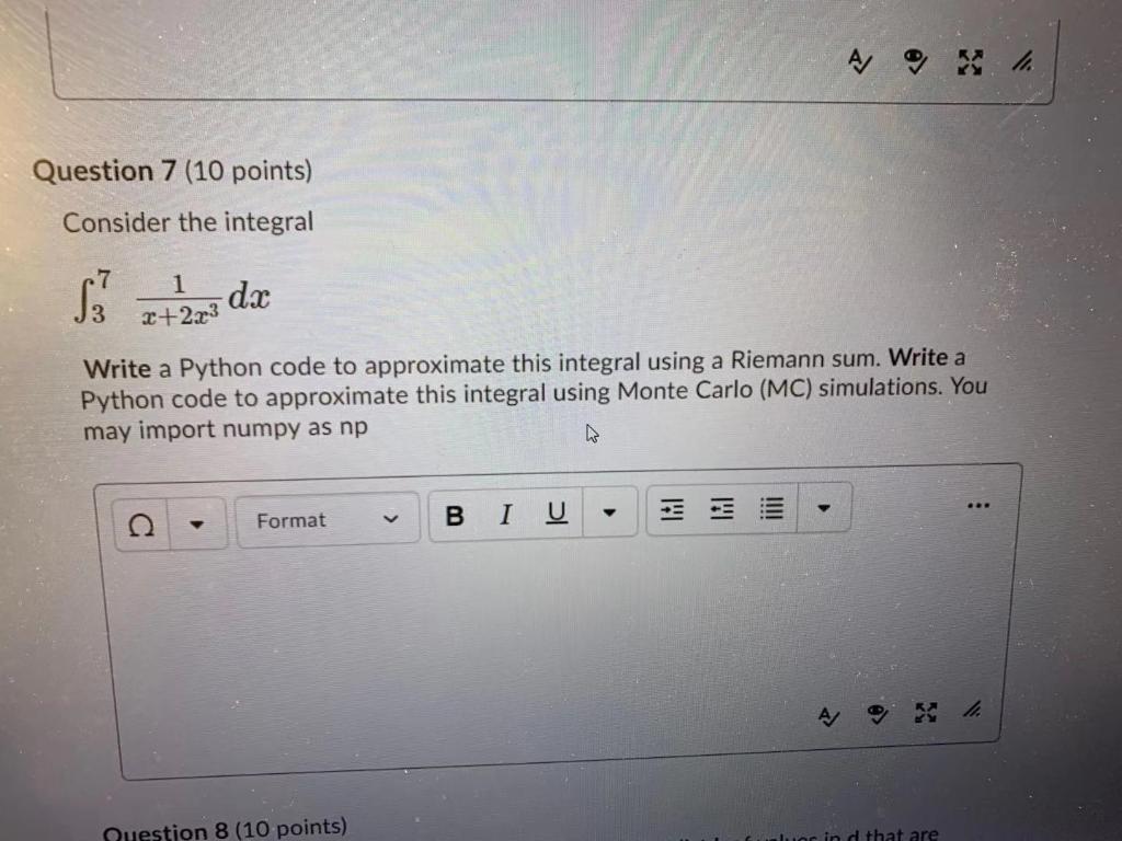 Solved Question 7 (10 points) Consider the integral S3 z +20 | Chegg.com