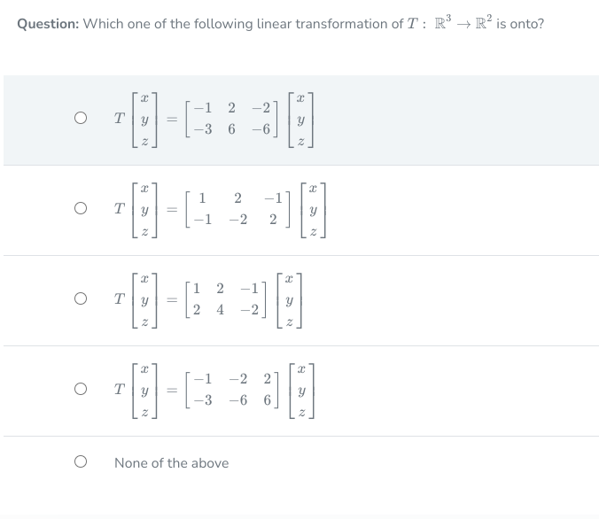 Solved 7T Question: Find the matrix for the linear | Chegg.com