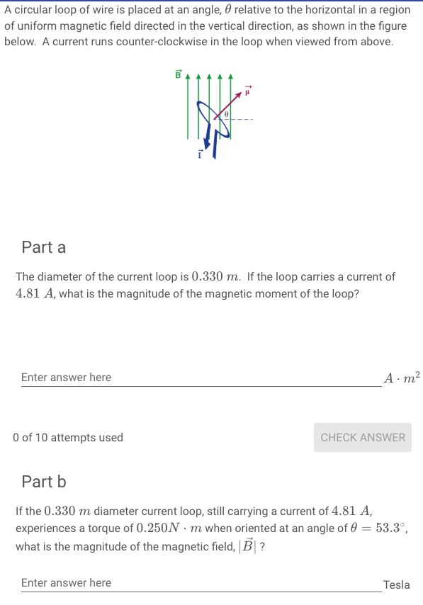 Solved A circular loop of wire is placed at an angle, θ | Chegg.com