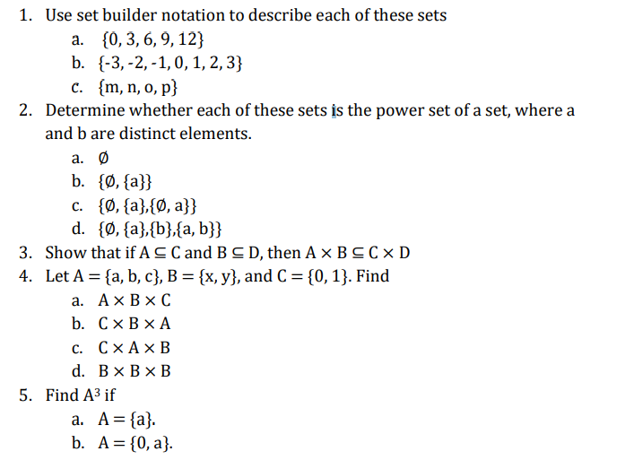 Solved 1. Use Set Builder Notation To Describe Each Of These | Chegg.com