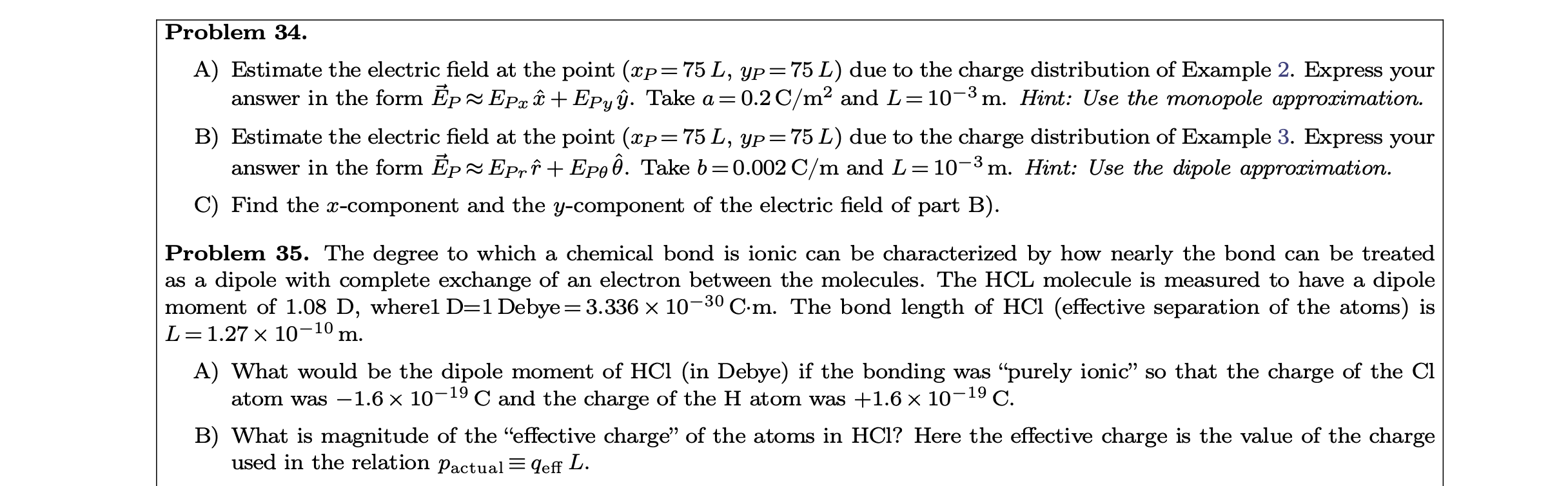 Solved A) Estimate the electric field at the point | Chegg.com