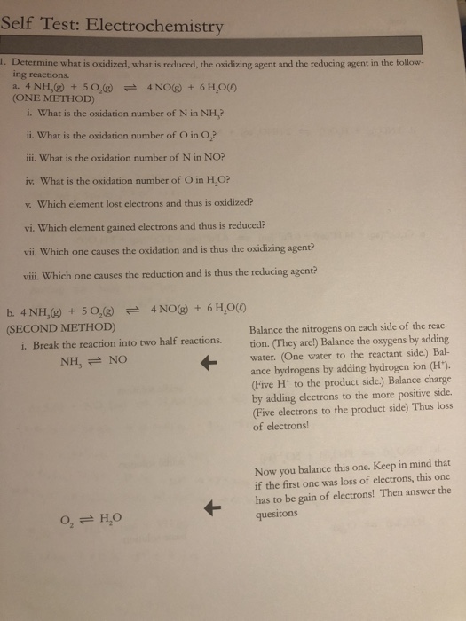 Solved Self Test: Electrochemistry 1. Determine what is | Chegg.com
