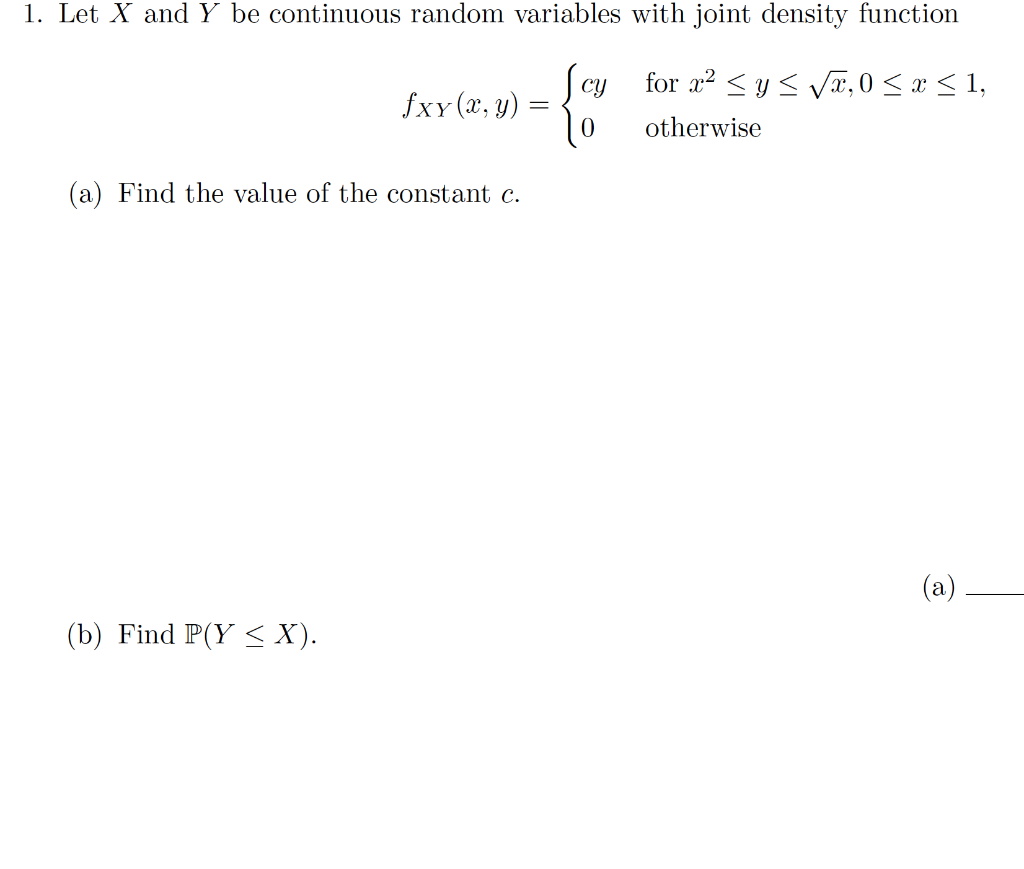 Solved (c) Find the marginal density function of X. (d) Find | Chegg.com