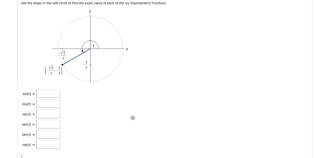 Solved Use the angle in the unit circle to find the exact | Chegg.com