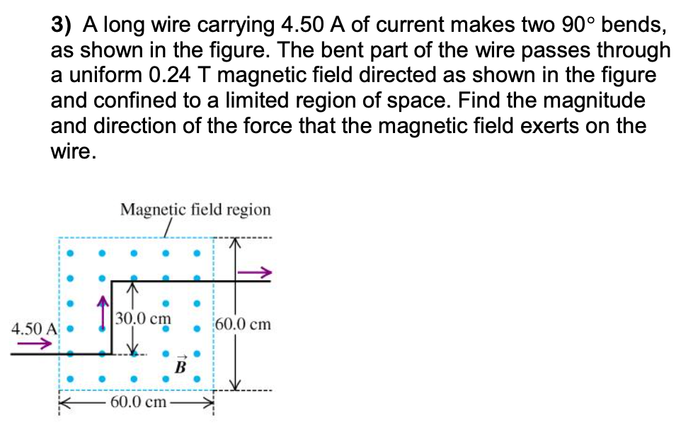 Solved 3) A long wire carrying 4.50 A of current makes two