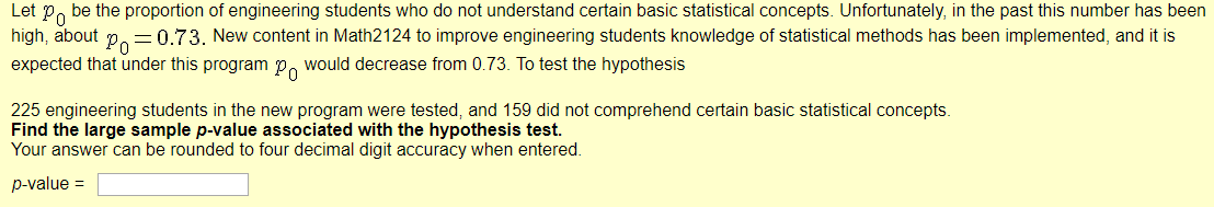 Solved Let Po be the proportion of engineering students who | Chegg.com