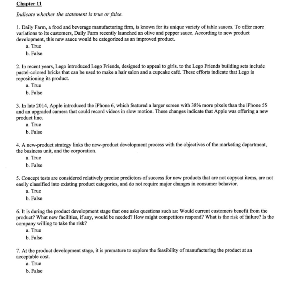 Solved Chapter 11 Indicate whether the statement is true or | Chegg.com