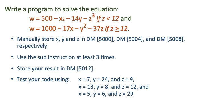 Solved Write a program to solve the equation: w = 500 – x2 – | Chegg.com