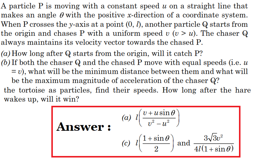 A particle P is moving with a constant speed u on a | Chegg.com