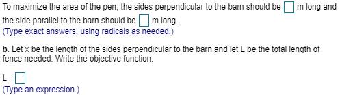 Solved a. A rectangular pen is built with one side against a | Chegg.com