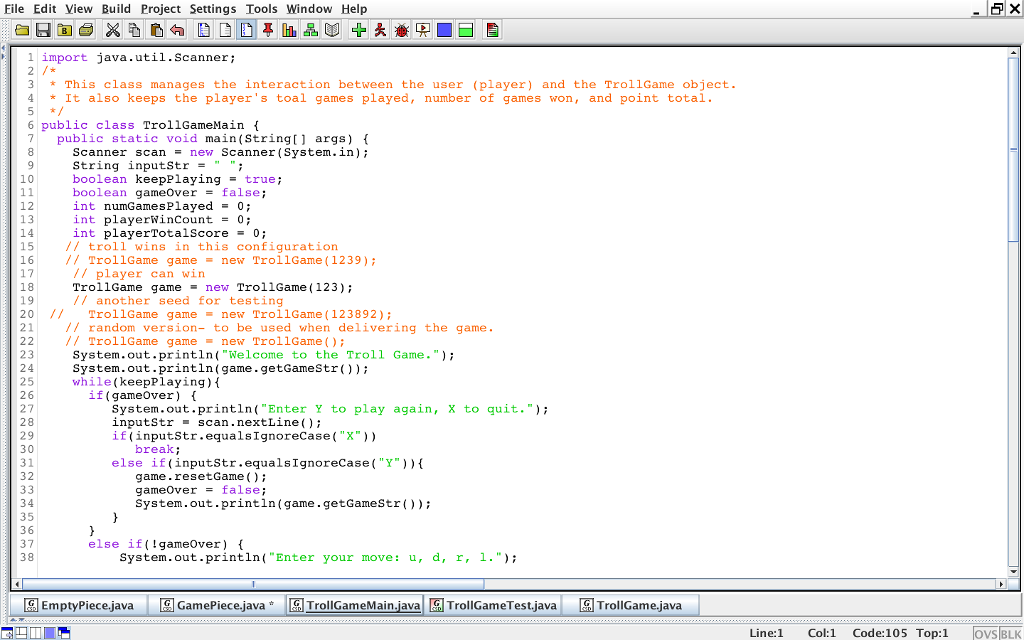 Solved 1 import java.util.Random; 2 3 /* The game is | Chegg.com