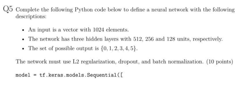 Solved Complete the following Python code below to define a | Chegg.com