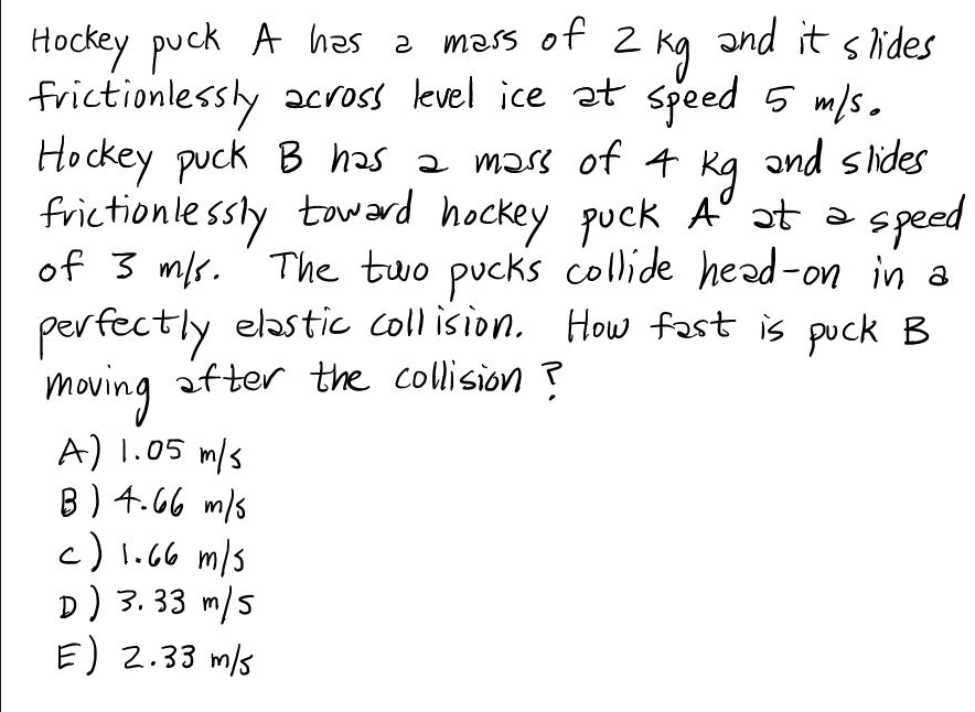 Solved Hockey Puck A Has A Mass Of 2 Kg And It Slides | Chegg.com