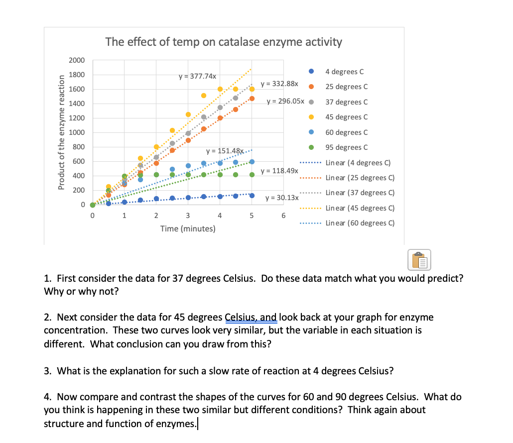 Solved y9X.. The effect of temp on catalase enzyme activity | Chegg.com