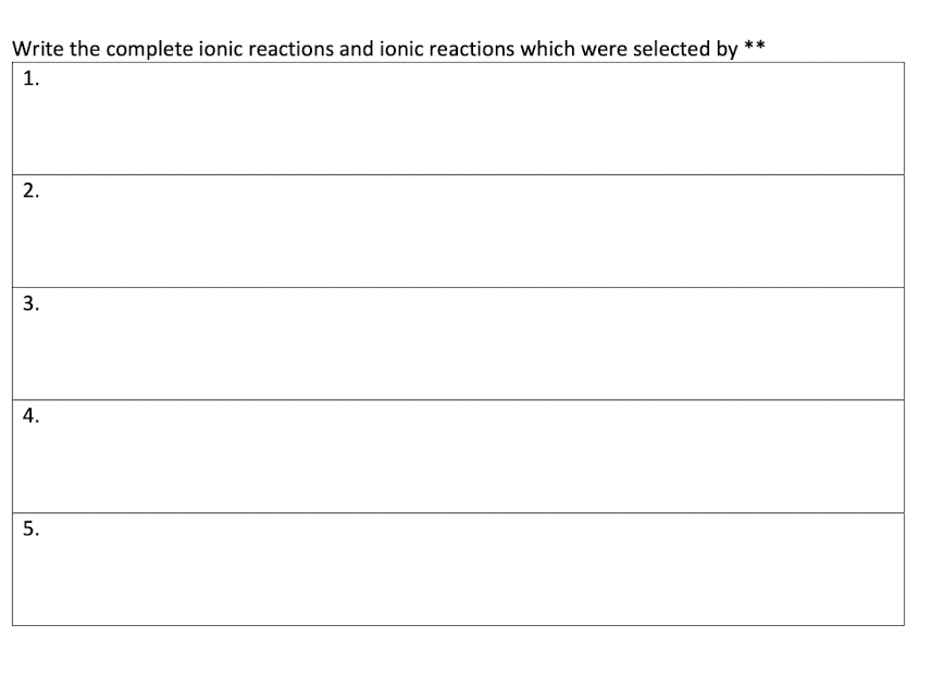 Solved What Are The Complete Ionic Reactions And Ionic Chegg Com