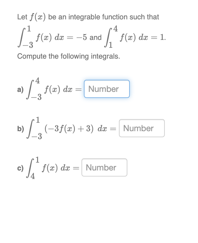 Solved Let f(x) be an integrable function such that L', 5(e) | Chegg.com