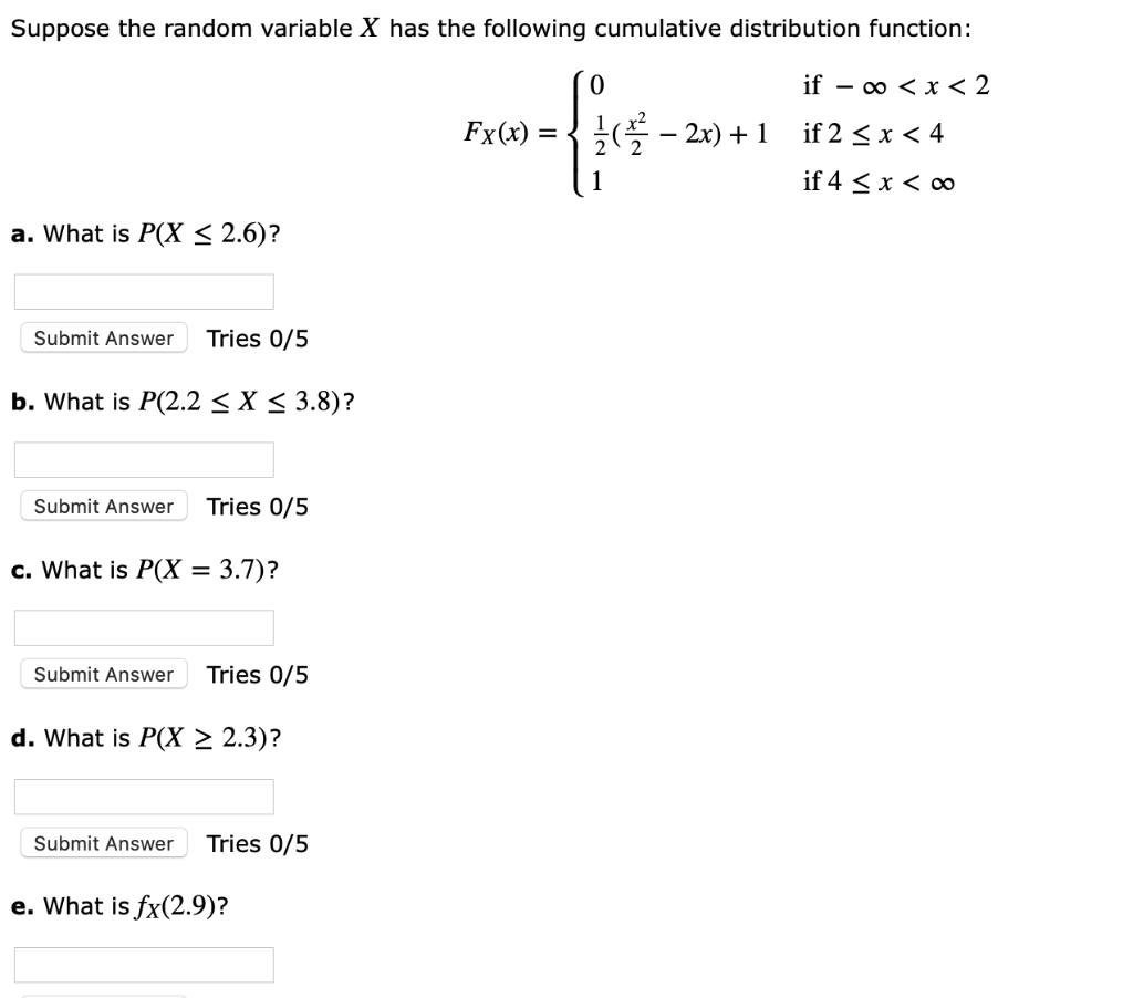 Solved Suppose the random variable X has the following | Chegg.com