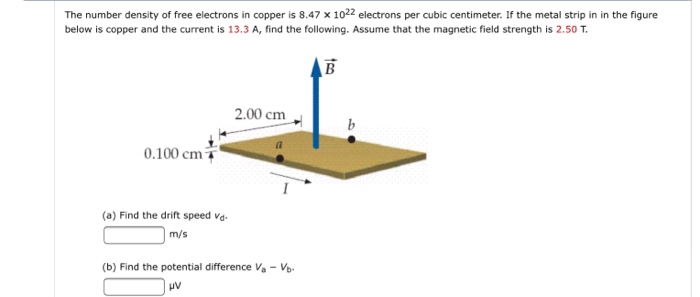 Solved The number density of free electrons in copper is Chegg com