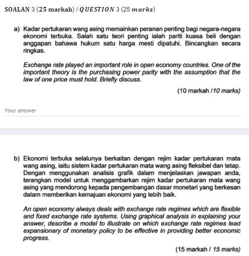 Solved SOALAN 3 (25 markah) / QUESTION 3 (25 marks) a) Kadar 