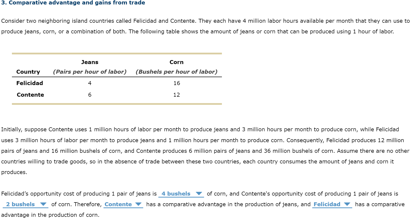 Solved 3. Comparative advantage and gains from trade | Chegg.com