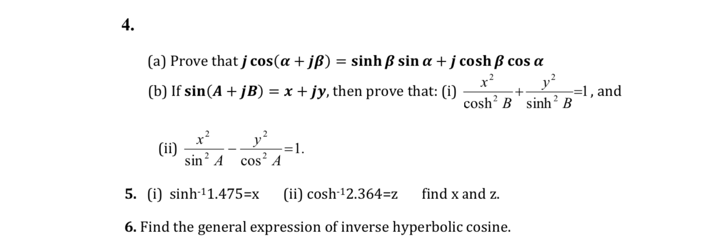 Solved A Prove That J Cos A Jp Sinh Ss Sin A J Cos Chegg Com