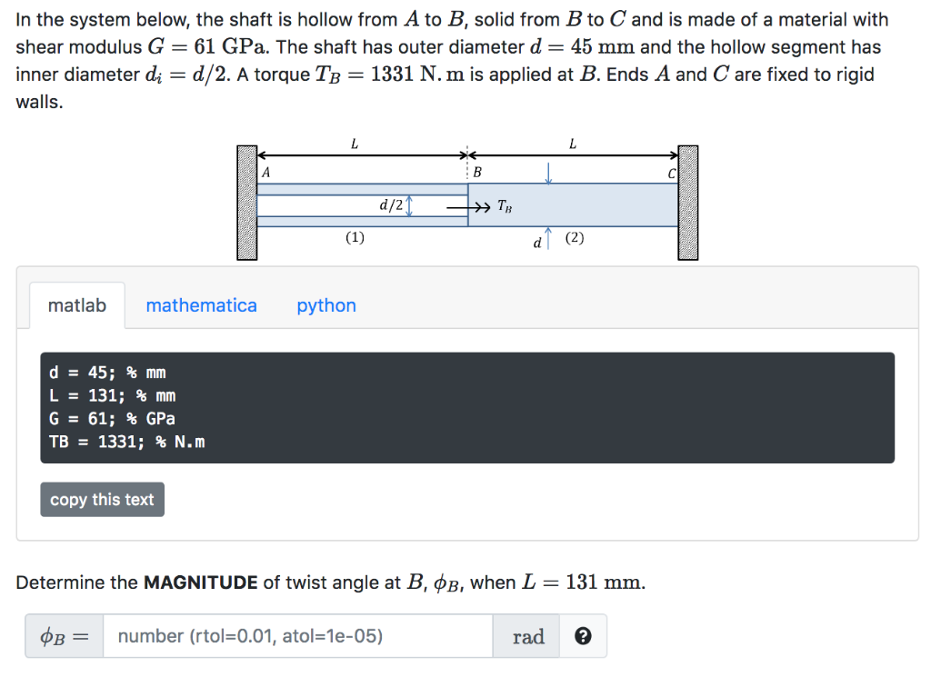 Solved In The System Below, The Shaft Is Hollow From A To B, | Chegg.com