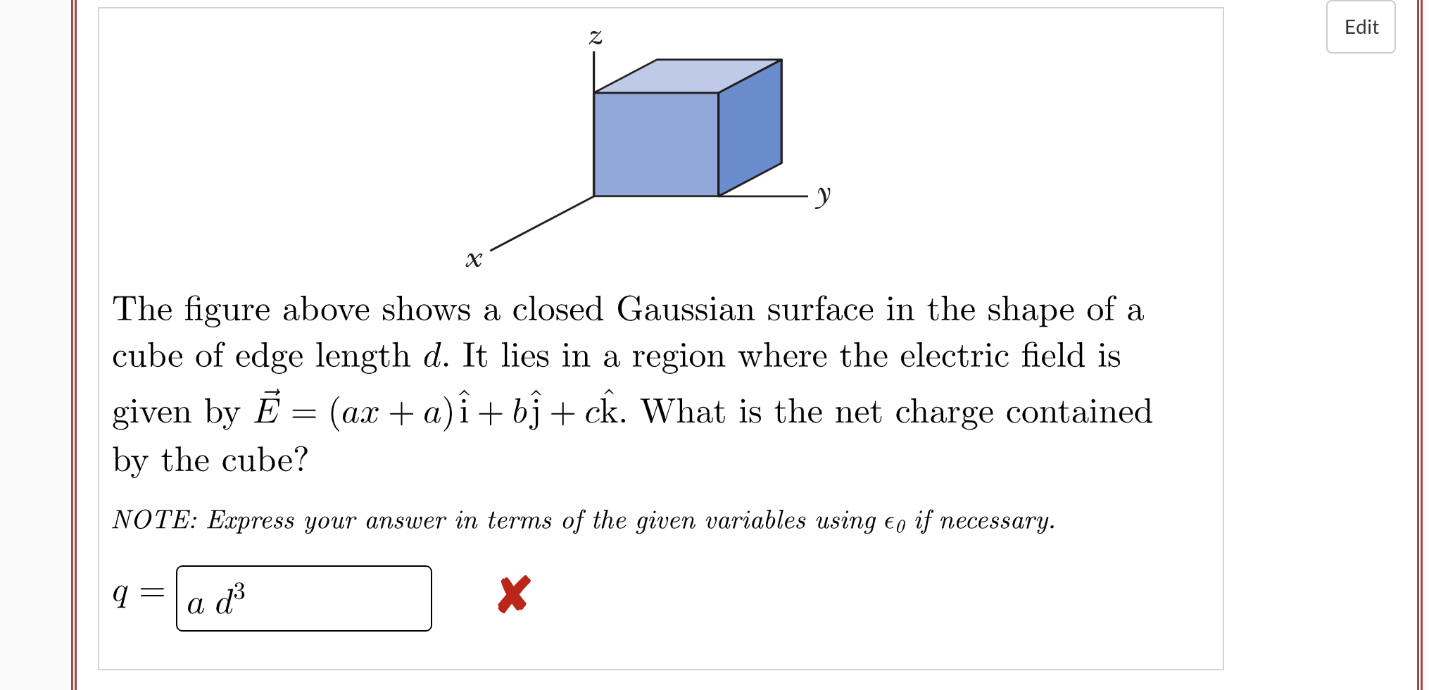 Solved The figure above shows a closed Gaussian surface in | Chegg.com