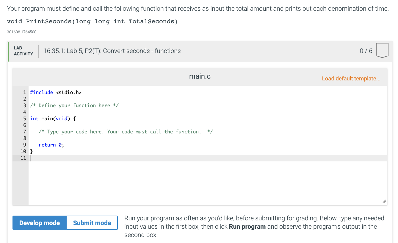 Solved Write a program with total time in seconds, input as | Chegg.com