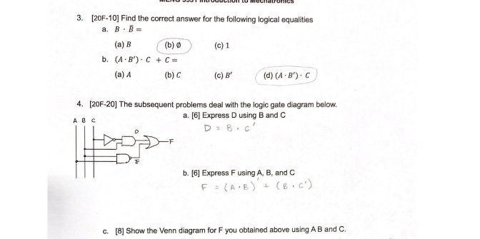 Solved 3. (20F-10] Find the correct answer for the following | Chegg.com