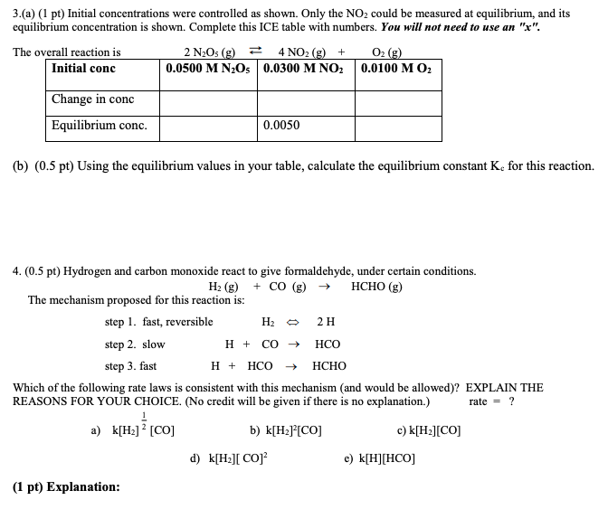 Solved 3.(a) (1 pt) Initial concentrations were controlled | Chegg.com