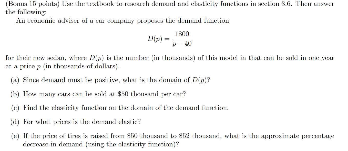 Solved (Bonus 15 points) Use the textbook to research demand | Chegg.com