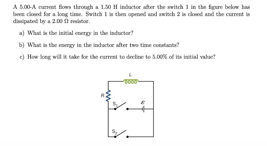 Solved A 5.00-A Current Flows Through A 1.50 H Inductor | Chegg.com