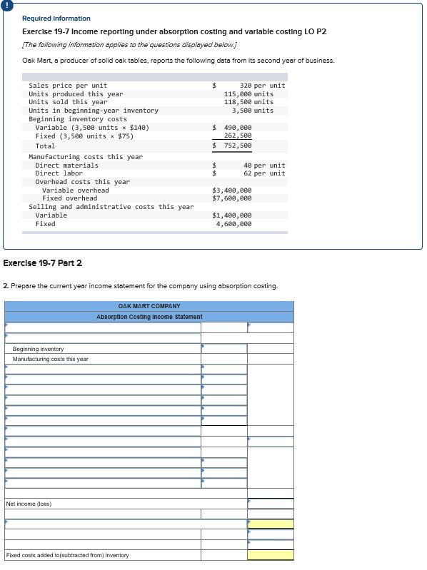 Solved Required Information Exercise 19-7 Income reportlng | Chegg.com