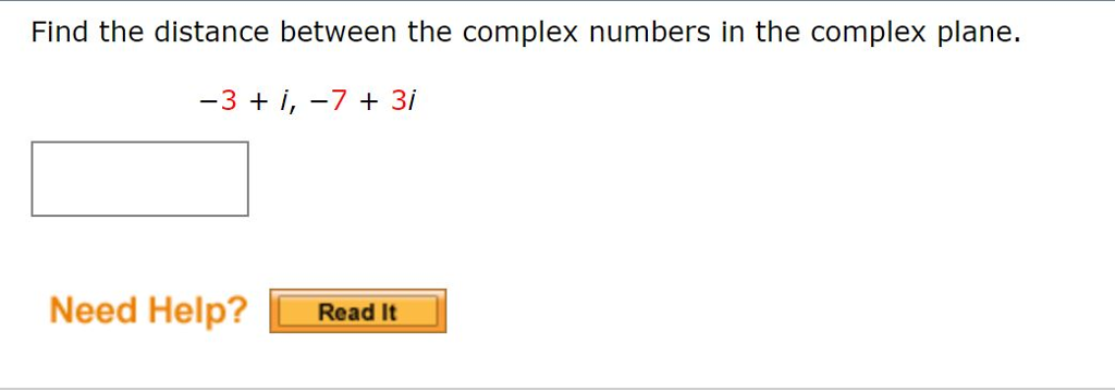 Solved Find the distance between the complex numbers in the | Chegg.com