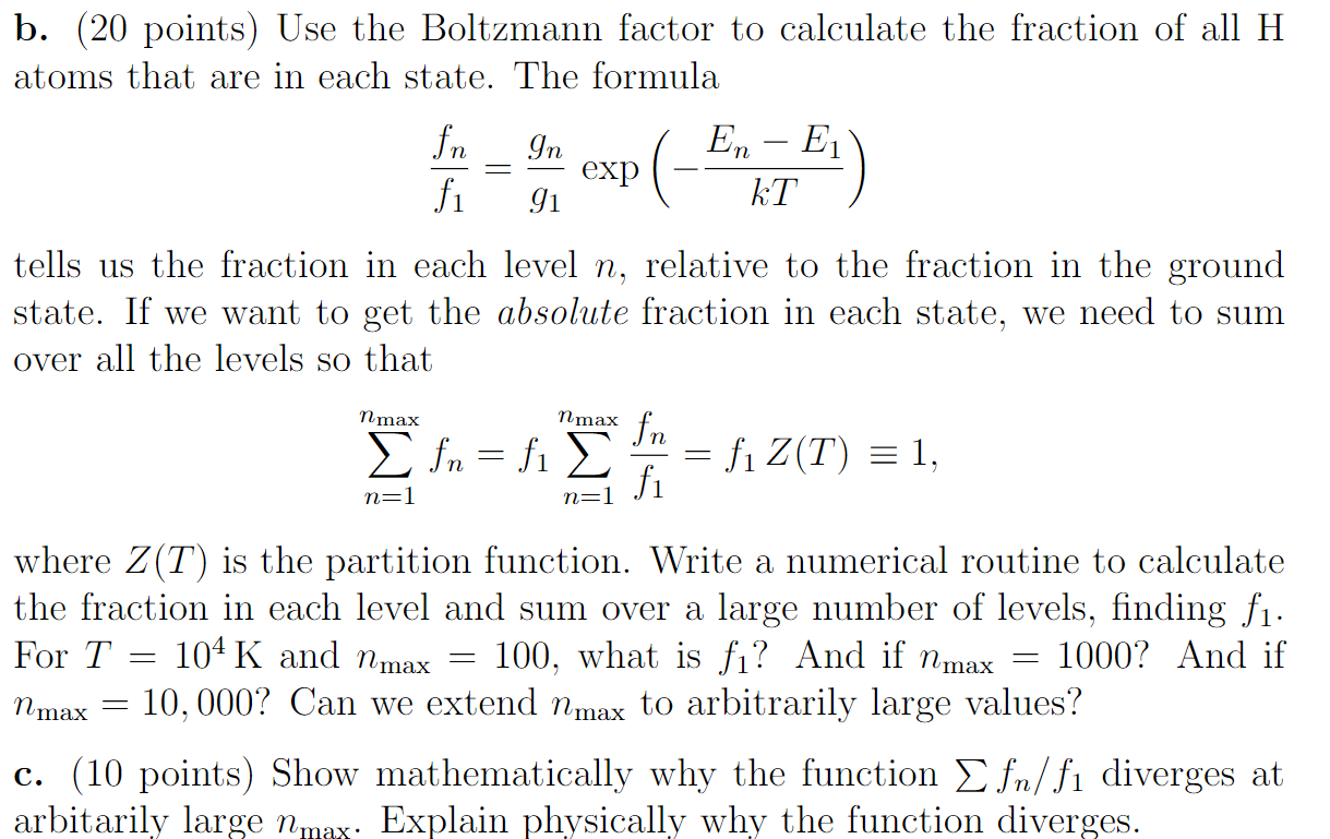 Solved B. (20 Points) Use The Boltzmann Factor To Calculate | Chegg.com