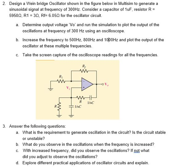 Wein Bridge Oscillator Frequency Derivation