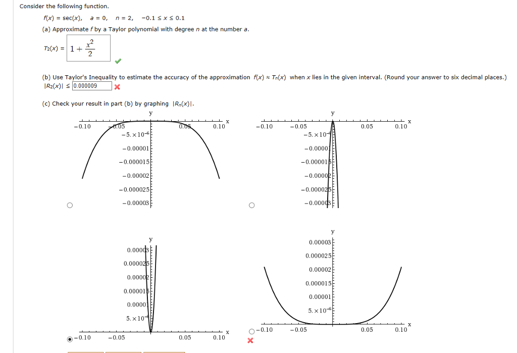 Solved Consider the following function. rx)= sec(x), a = 0, | Chegg.com